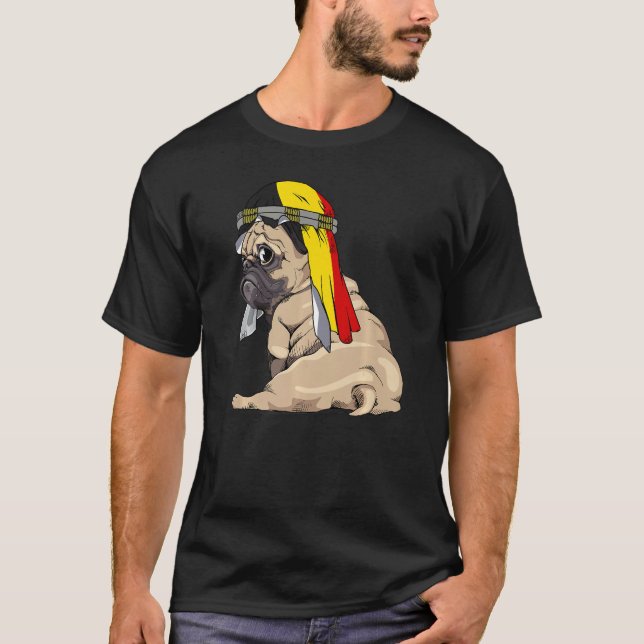 T-shirt Dog  Cute Pug Retro Belgium Flag Pride (Devant)