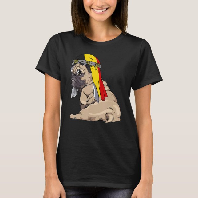 T-shirt Dog   Cute Pug Retro Belgium Flag Pride (Devant)
