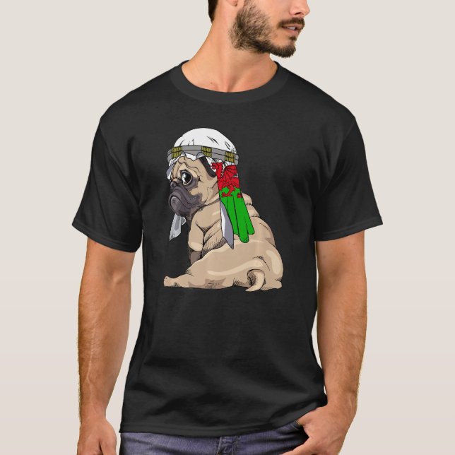 T-shirt Dog  Cute Pug Retro Wales Flag Pride (Devant)