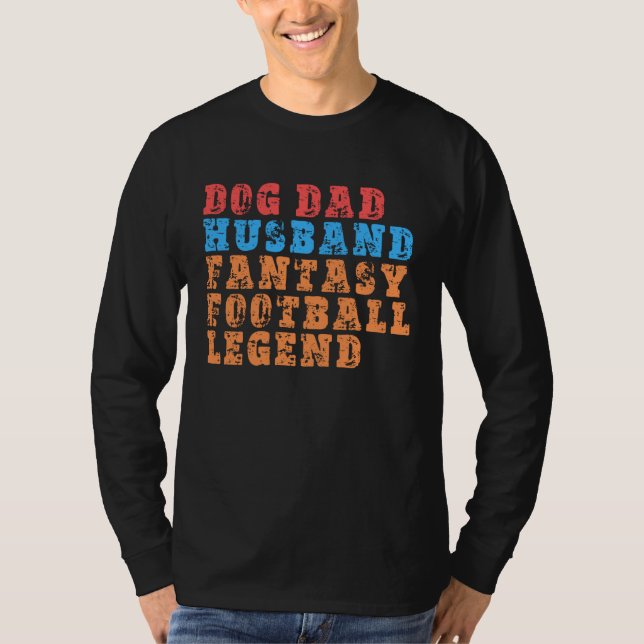 T-shirt Dog Dad Husband Fantasy Football Legend  Mens Retr (Devant)
