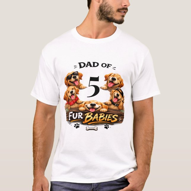 T-shirt Dog Dad Portrait Personalized Number Custom Design (Devant)