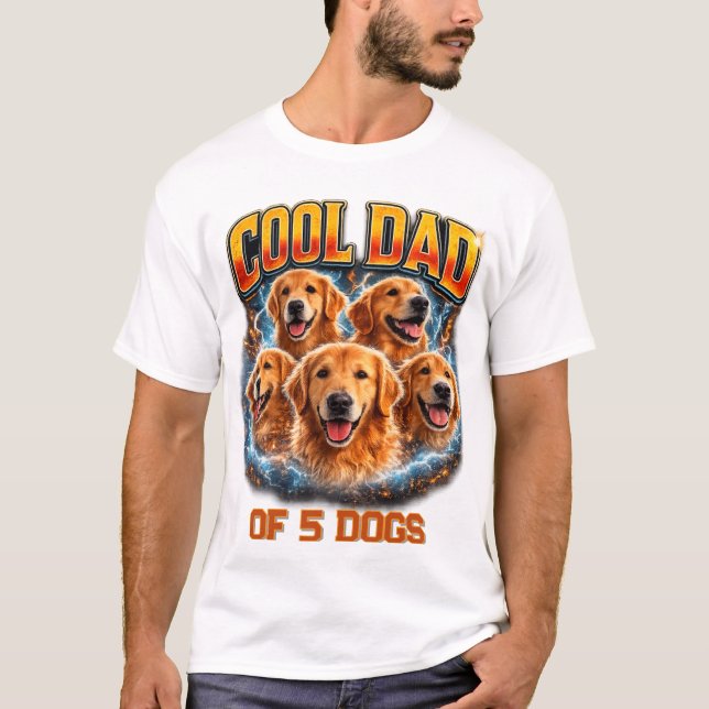 T-shirt Dog Dad Portrait Personalized Number Custom Design (Devant)