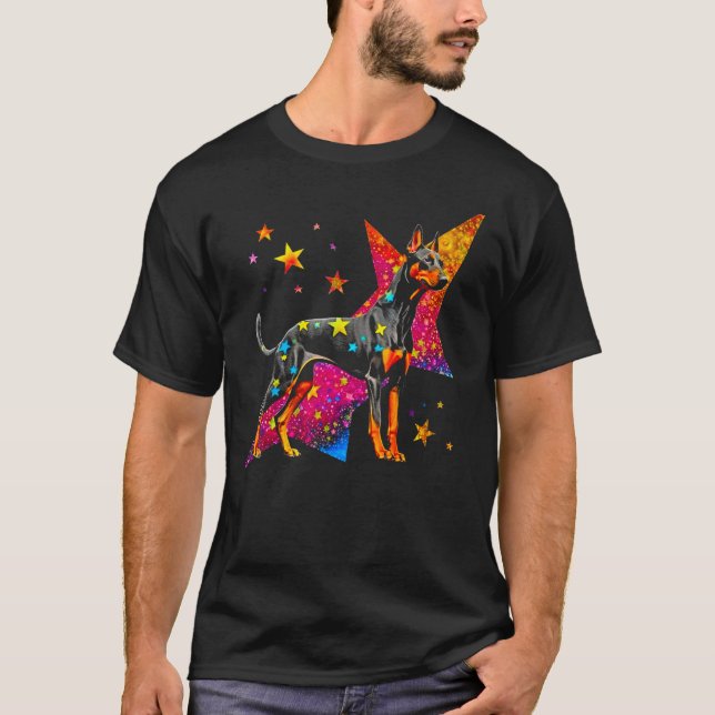 T-shirt Dog Doberman Pinscher Space Astrophysics (Devant)