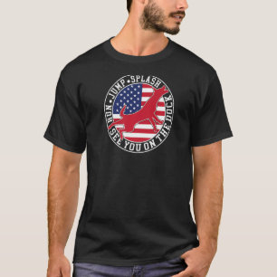 T-shirt Dog Dock Jumping Dock Plongée Chiens Drapeau améri