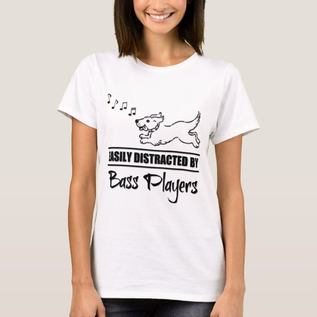T-shirt Dog Easily Distracted By Bass Players Music Notes (Devant)