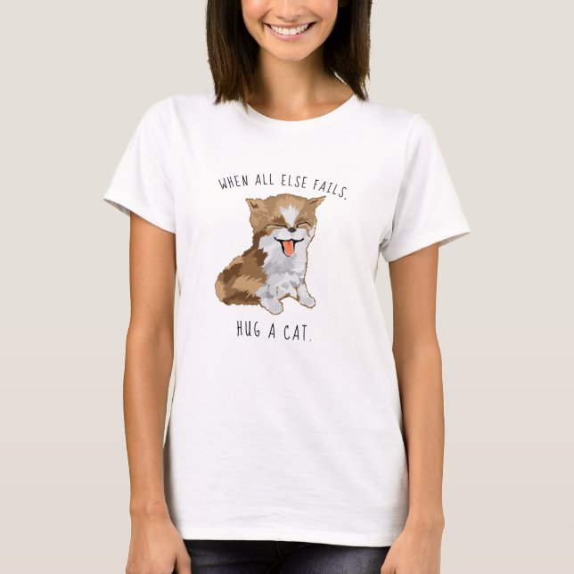 T-Shirt Dog Femme Hug a Cat ! Furry Kitten (Devant)