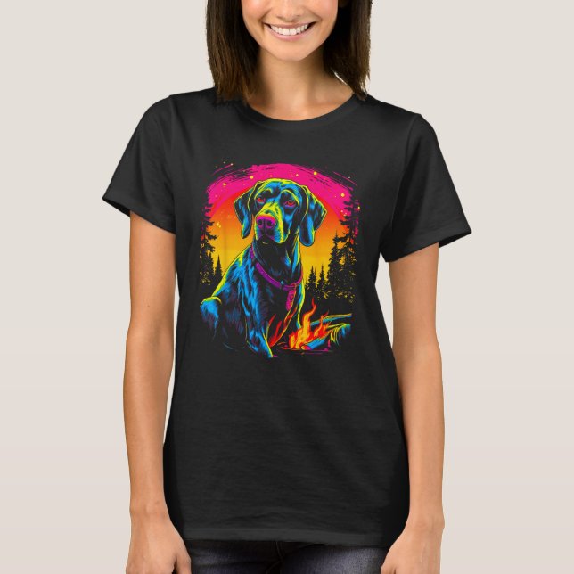 T-shirt Dog German Shorthaired Pointer Camping (Devant)