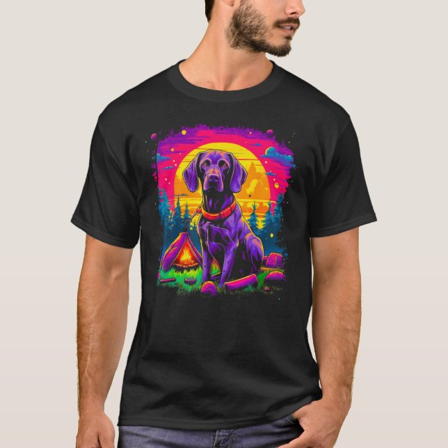 T-shirt Dog German Shorthaired Pointer Camping Nature (Devant)