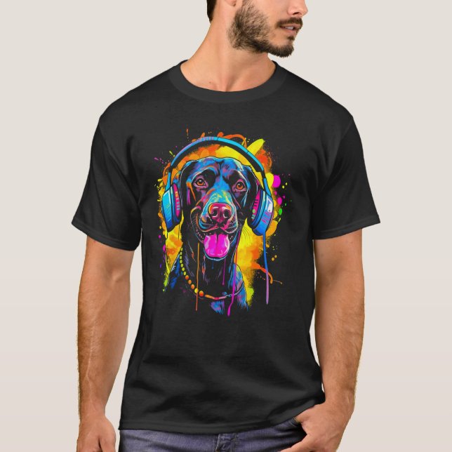 T-shirt Dog German Shorthaired Pointer DJ Festival (Devant)
