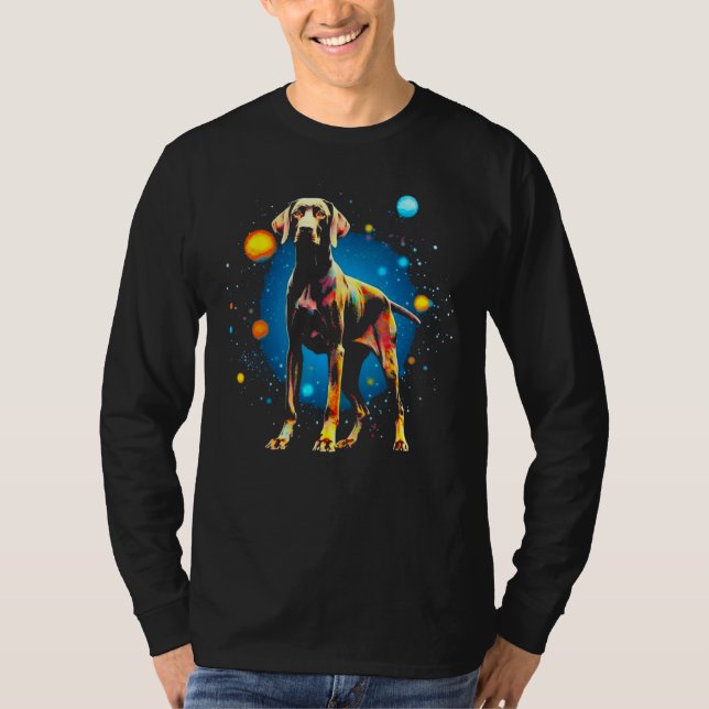 T-shirt Dog German Shorthaired Pointer Planet Space (Devant)