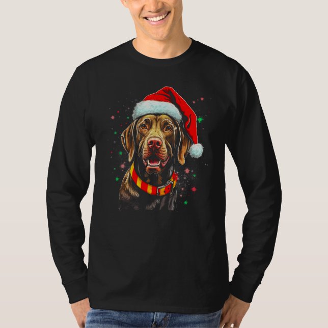 T-shirt Dog German Shorthaired Pointer Santa Christmas (Devant)