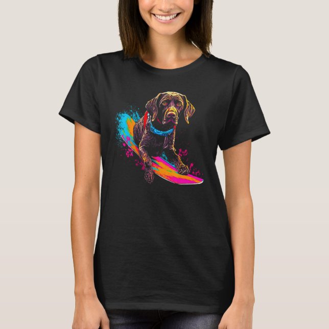 T-shirt Dog German Shorthaired Pointer Snowboard (Devant)