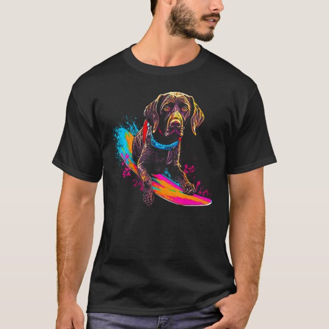 T-shirt Dog German Shorthaired Pointer Snowboard (Devant)