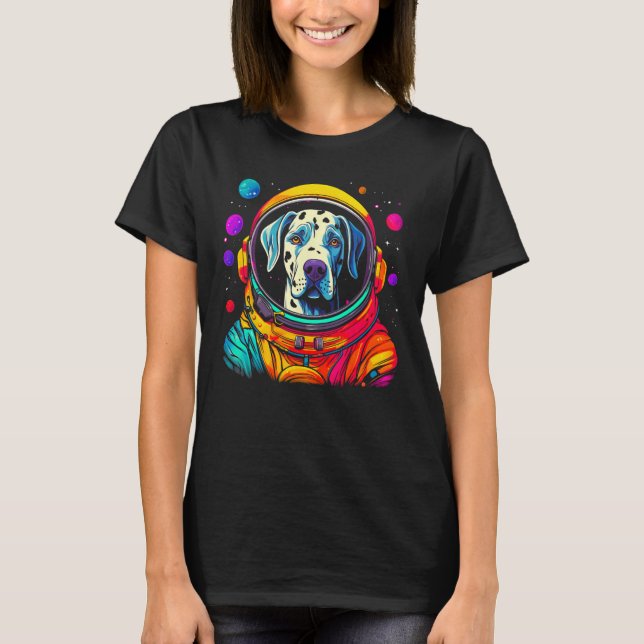 T-shirt Dog Great Dane Space Astronaut Science (Devant)