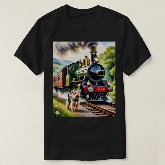 T-shirt Dog Greeting steam train (Design devant)