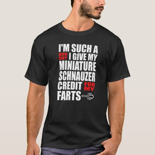 T-shirt Dog Guy Miniature Schnauzer Fart Joke for Men Boys (Devant)