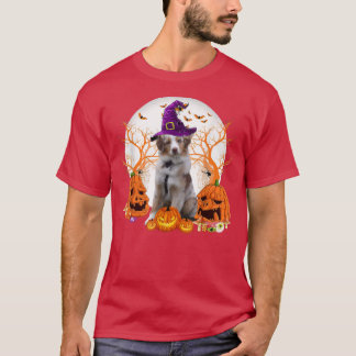T-shirt Dog Halloween Australian Shepherd Dog Jack O Lante