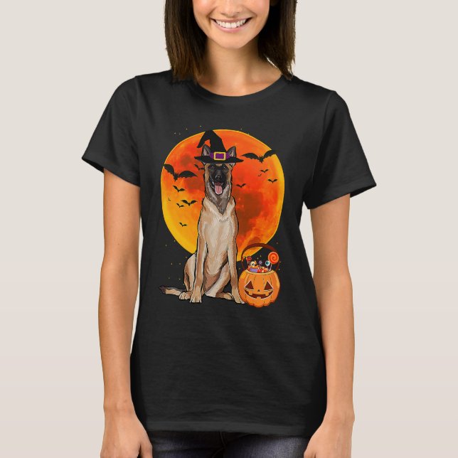 T-shirt Dog Halloween Belgian Malinoi Jack O Lantern Pumpk (Devant)