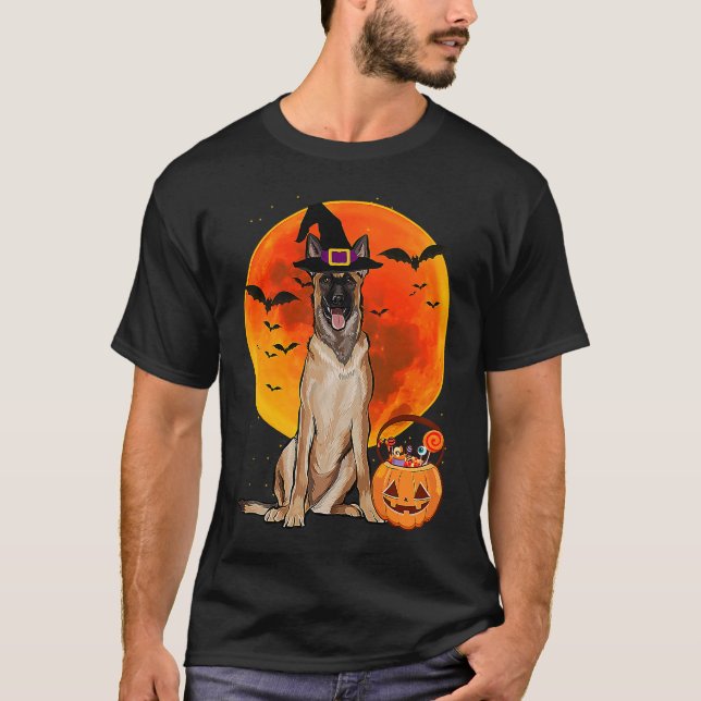 T-shirt Dog Halloween Belgian Malinoi Jack O Lantern Pumpk (Devant)