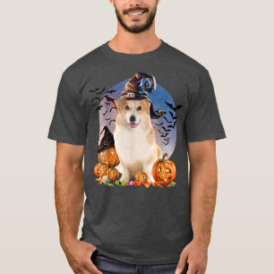 T-shirt Dog Halloween Corgi Jack O Lantern Pumpkin Moon