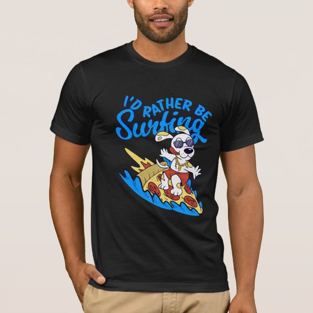 T-shirt Dog i 'd rather je surfing (Devant)
