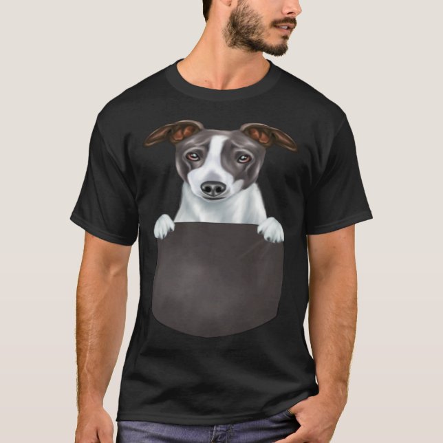 T-shirt Dog In Pocket  Dog  Italian Greyhound (Devant)