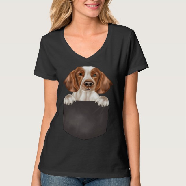T-shirt Dog In Pocket  Dog  Welsh Springer Spaniel (Devant)