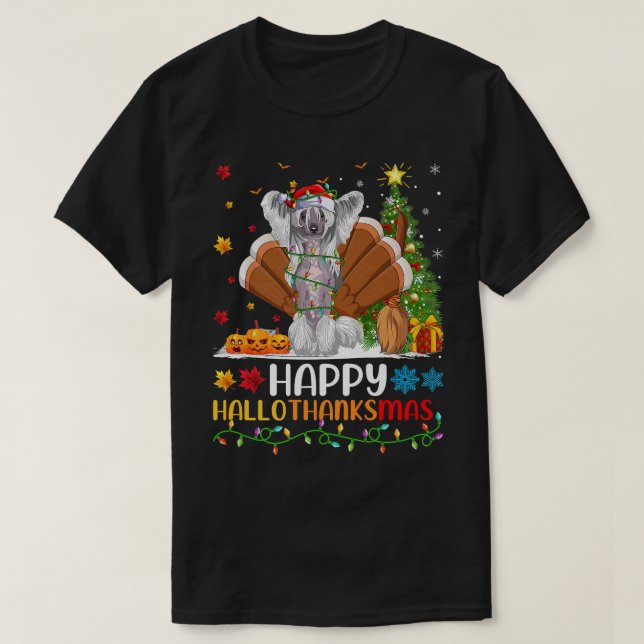 T-shirt Dog Lover Funny Happy Chinese Crested Dog HelloTha (Design devant)