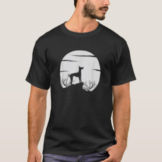 T-shirt Dog Lover Silhouette with Scenic Moon and Nature S