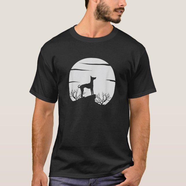 T-shirt Dog Lover Silhouette with Scenic Moon and Nature S (Devant)