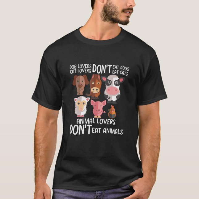 T-shirt Dog Lovers Don't Eat Dogs Cat Lovers Don't Eat Cat (Devant)