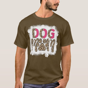 T-shirt Dog Mama Bleached Leopard Dog Paw Pet Lover Mama M