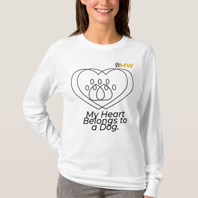 T-shirt Dog Mom Heart Shirt – Chic Double Heart Long Sleev (Devant)