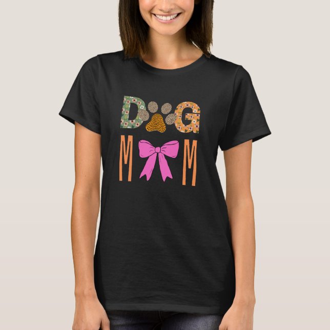 T-shirt Dog Mom Leopard Paw Print/ Cute Dog Lover Apparel  (Devant)