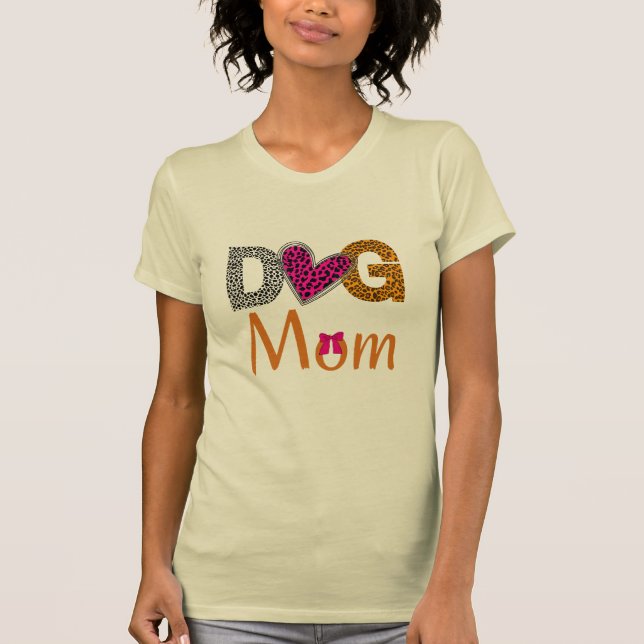 T-shirt Dog Mom Leopard Print/Trending Dog  Lover Gift (Devant)