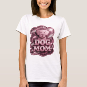 T-shirt DOG MOM Texte 3D Rose Génial Art