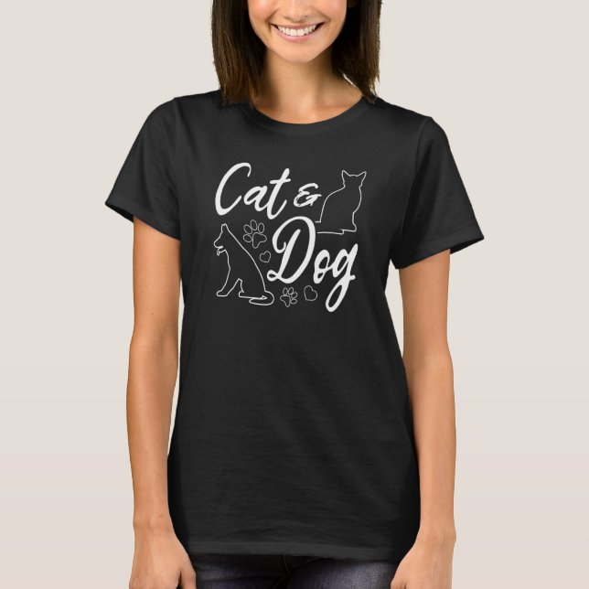 T-shirt Dog Owner Cat Owner Cute Cat  Dog   Cat & Dog 1 (Devant)