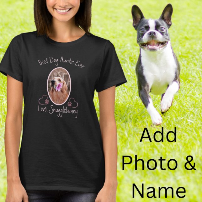 T-shirt Dog Photo Best Dog Auntie Ever Heart Paw Print (Créateur téléchargé)