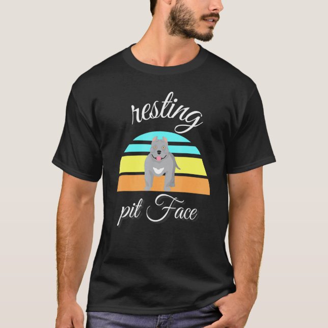 T-shirt Dog Pitbull Resting Pit Face For Pitbull (Devant)