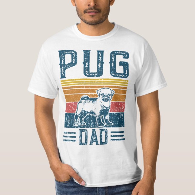 T-shirt Dog Pug Papa - Vintage Pug Dad (Devant)