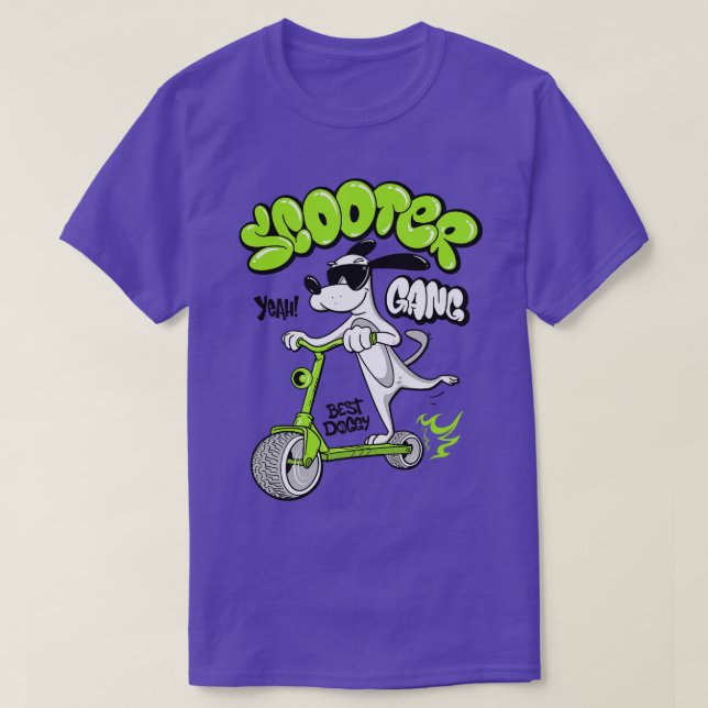 T-shirt Dog Riding Scooter  (Design devant)