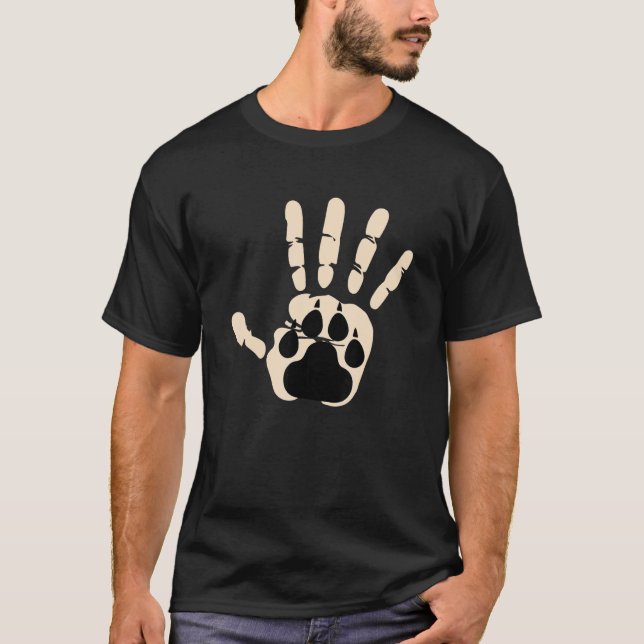 T-shirt Dog s Paw in Human Hand  Dog  Tee (Devant)