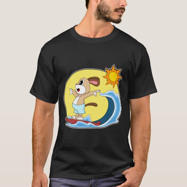 T-shirt Dog Surfing Surfboard Summer (Devant)