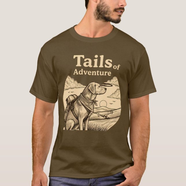 T-shirt Dog Tails of Adventure Funny Dog Lover Hiking  (Devant)