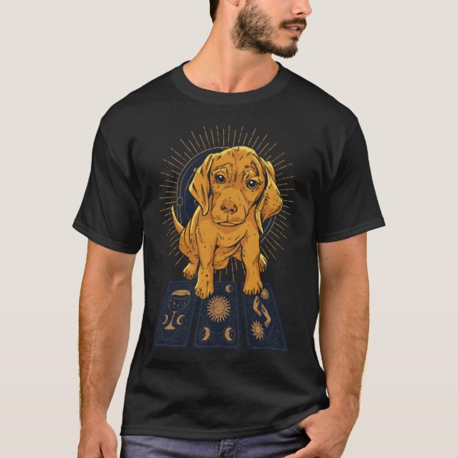 T-shirt Dog Tarot Card Reading Cartomancy Retro Tarot Card (Devant)