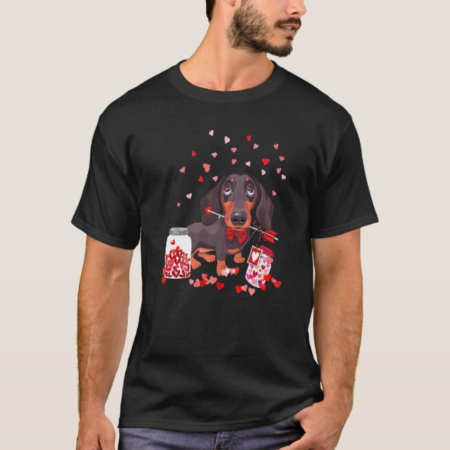 T-shirt Dog Valentine Cute Dachshund Valentine's Day  1 (Devant)