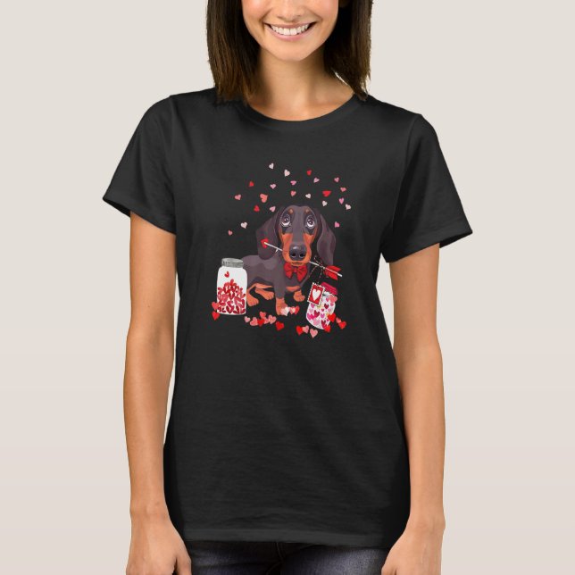 T-shirt Dog Valentine Cute Dachshund Valentine's Day  1 (Devant)