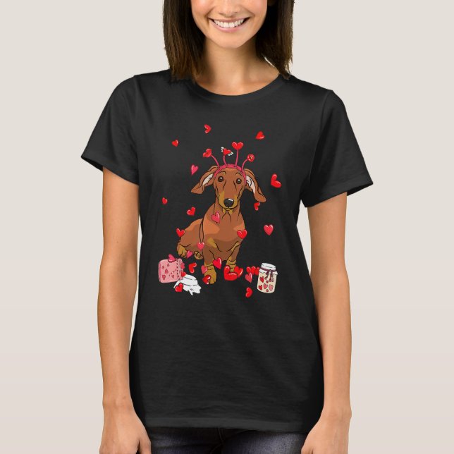 T-shirt Dog Valentine Gift Cute Dachshund Valentine's Day (Devant)