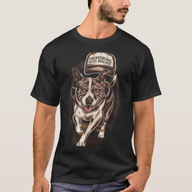 T-shirt Dog Waking Professional Dog Walker Hat Graphic  (Devant)