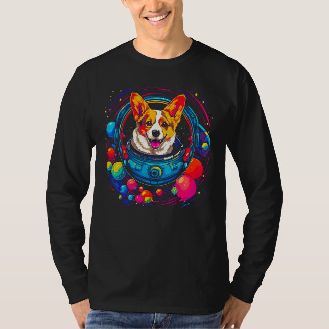T-shirt Dog Welsh Corgi Astronaut (Devant)